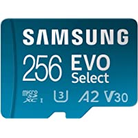 SAMSUNG EVO Select Plus Micro SD Memory Card + Adapter, 256GB microSDXC 130MB/s Full HD & 4K UHD, UHS-I, U3, A2, V30…