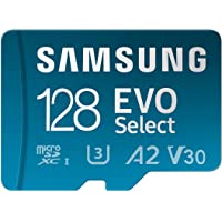 SAMSUNG EVO Select Micro SD Memory Card + Adapter, 128GB microSDXC 130MB/s Full HD & 4K UHD, UHS-I, U3, A2, V30…