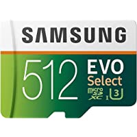 SAMSUNG EVO Select Micro SD Memory Card with Adapter, 512GB microSDXC UHS-I U3 100MB/s Full HD & 4K UHD for Photos…