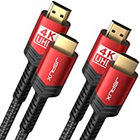 4K HDMI Cable 2 Pack 6ft, JSAUX 18Gbps High Speed HDMI 2.0 Braided HDMI Cord, 4K 60Hz HDR, HDCP 2.2, 1080p, 2160P…