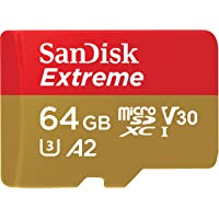 SanDisk 64GB Extreme microSDXC UHS-I Memory Card with Adapter - Up to 160MB/s, C10, U3, V30, 4K, A2, Micro SD - SDSQXA2…