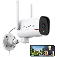 WiFi Security Cameras-DEKCO 1080p Pan Rotating 180° Wired Outdoor Security Cameras with Night Vision, Two-Way Audio, 2…