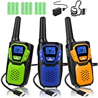 Walkie Talkies 3 Pack, Rechargeable Easy to Use Family Walky Talky Long Range 2 Way Radio Gift with NOAA Weather Channel…