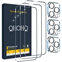 QHOHQ 3 Pack Screen Protector Compatible for iPhone 13 Pro Max 6.7" with 3 Pack Camera Lens Protector, Ultra HD Full…