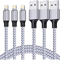 iPhone Charger, TAKAGI Lightning Cable 3PACK 6FT Nylon Braided USB Charging Cable High Speed Data Sync Transfer Cord…