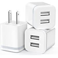 USB Wall Charger, LUOATIP 3-Pack 2.1A/5V Dual Port USB Cube Power Adapter Charger Plug Block Charging Box Brick for…
