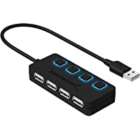 Sabrent 4-Port USB 2.0 Data Hub with Individual LED lit Power Switches [Charging NOT Supported] for Mac & PC (HB-UMLS)