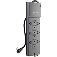 Belkin Power Strip Surge Protector - 12 AC Multiple Outlets & 8 ft Long Flat Plug Heavy Duty Extension Cord for Home…
