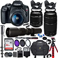 Canon EOS Rebel T7 DSLR Camera with 18-55mm is II Lens Bundle + Canon EF 75-300mm f/4-5.6 III Lens and 500mm Preset Lens…