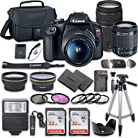 Canon EOS Rebel T7 DSLR Camera Bundle with Canon EF-S 18-55mm f/3.5-5.6 is II Lens + Canon EF 75-300mm f/4-5.6 III Lens…