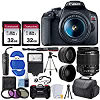 Canon EOS Rebel T7 Digital SLR Camera with 18-55mm EF-S f/3.5-5.6 is II Lens + 58mm Wide Angle Lens + 2X Telephoto Lens…