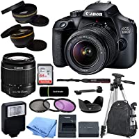 Canon EOS 4000D / Rebel T100 DSLR Camera with EF-S 18-55mm Zoom Lens + SanDisk 64GB Memory Card + Tripod + Case…
