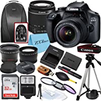Canon EOS 4000D / Rebel T100 DSLR Camera with EF-S 18-55mm Lens, 32GB SanDisk Memory Card, Tripod, Flash, Backpack and…