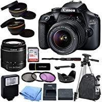 Canon EOS 4000D / Rebel T100 DSLR Camera with EF-S 18-55mm Zoom Lens + SanDisk 128GB Memory Card + Tripod + Case…