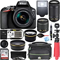 Nikon D3500 DSLR Camera w/AF-P DX 18-55mm VR and 70-300mm Double Zoom Lens Bundle with Travel Case, Wide Angle Lens…