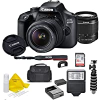 Canon EOS 4000D DSLR Camera w/Canon EF-S 18-55mm F/3.5-5.6 III Zoom Lens + Case + 32GB SD Card+ More+ TopKnotch Cloth