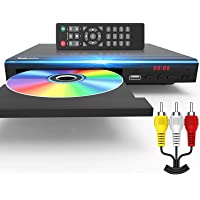 DVD Player for TV All Region Free DVD Player with AV Output and USB Input, Remote Control and AV Cable Included