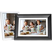 PhotoSpring 10in 16GB WiFi Digital Picture Frame, Touchscreen, Send Photos/Videos by Email, App, or Web, White/Removable…