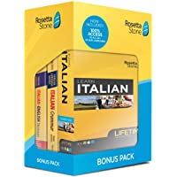 Rosetta Stone Learn Italian Bonus Pack Bundle| Lifetime Online Access + Grammar Guide + Dictionary Book Set| PC/Mac…