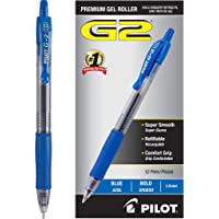 PILOT G2 Premium Refillable & Retractable Rolling Ball Gel Pens, Bold Point, Blue Ink, 12-Pack (31257)