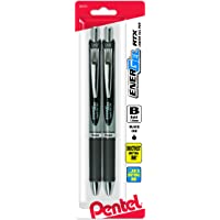 Pentel Energel RTX Retractable Liquid Gel Pen, Bold Line, Metal Tip, Black Ink Pack of 2 (BL80BP2A)