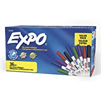 EXPO Low-Odor Dry Erase Markers, Ultra Fine Tip, Assorted Colors, 36-Count