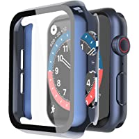 Misxi 2 Pack Hard PC Case with Tempered Glass Screen Protector Compatible with Apple Watch Series 6 SE Series 5 Series 4…