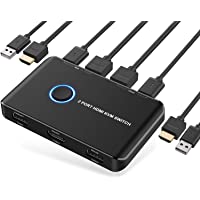 KVM Switch HDMI 2 Port Box,ABLEWE USB and HDMI Switch for 2 Computers Share Keyboard Mouse Printer and one HD Monitor…