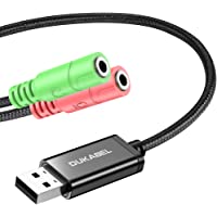 USB Audio Adapter, DuKabel USB to 3.5mm Jack TRS AUX Adapter for Built-in Chip USB Sound Card for Headset with Separate…