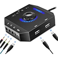 T10 External Sound Card, PHOINIKAS USB Audio Adapter for PC Windows, Mac, Linux, Laptops, Desktops, Stereo Sound Card…