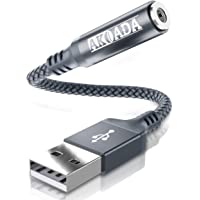 AkoaDa USB to Audio Jack Adapter(18cm), External Sound Card Jack Audio Adapter with 3.5mm Aux Stereo Converter…