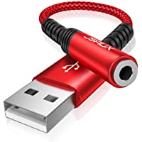 JSAUX USB to 3.5mm Jack Audio Adapter，USB to Audio Jack Adapter Headset，USB-A to 3.5mm TRRS 4-Pole Female, External…