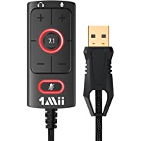 [Upgrade]1Mii USB Sound Card USB to 3.5mm Jack Audio Adapter - Virtual 7.1 Surround Sound - HyperX USB Adapter Works for…