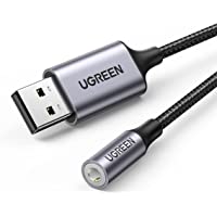 UGREEN USB to 3.5mm Audio Jack, USB A Sound Card Adapter Support Mic TRRS Headphone DAC Chip USB to Aux Nylon Braided…