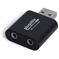 Plugable USB Audio Adapter with 3.5mm Speaker-Headphone and Microphone Jack, Add an External Stereo Sound Card to Any PC…