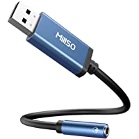 MillSO USB to 3.5mm Audio Jack Adapter, Sapphire Blue TRRS USB to AUX Audio Jack External Stereo Sound Card for…