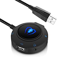 Micolindun External Sound Card USB Hubs Audio Adapter to USB Port & 3.5mm Audio & Micro Jack for PC Laptop. Plug and…