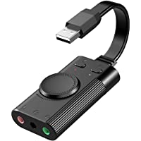 USB Sound Card, TechRise USB External Stereo Sound Adapter Splitter Converter with Volume Control for Windows and Mac…
