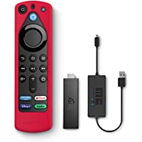 Fire TV Stick 4K Max Essentials Bundle with USB Power Cable and Remote Cover (Red)