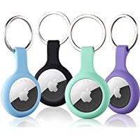 4 Pack Silicone Case for Airtags with Keychain, Protective Cover for Apple Air tag Key Finder Tracker, Pet Dog Itag…