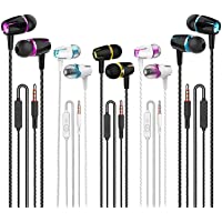 Earbuds Wired with Microphone Pack of 5, Noise Isolating in-Ear Headphones, Powerful Heavy Bass, High Definition…