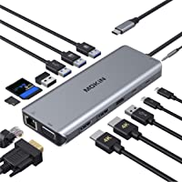 USB C Docking Station Dual Monitor, 14 in 1 USB-C Laptop Docking Station USB Type C Hub Multiport Adapter Dongle with 2…