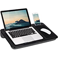 LapGear Home Office Lap Desk with Device Ledge, Mouse Pad, and Phone Holder - Black Carbon - Fits Up to 15.6 Inch…