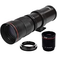 High-Power 420-1600mm f/8.3 HD Manual Telephoto Zoom Lens for Canon EOS 80D, EOS 90D, Rebel T3, T3i, T5, T5i, T6i, T6s…