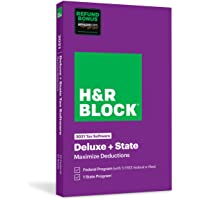 H&R Block Tax Software Deluxe + State 2021 with 3% Refund Bonus Offer (Amazon Exclusive) [Physical Code by Mail]