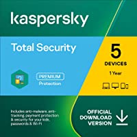 Kaspersky Total Security 2022 | 5 Devices | 1 Year | PC/Mac/Android | Online Code