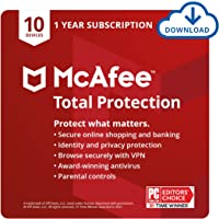 McAfee Total Protection 2022 | 10 Device | Antivirus Internet Security Software | VPN, Password Manager, Dark Web…