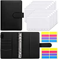 SKYDUE Budget Binder with 12pcs Clear Plastic A6 Binder Envelopes, Cash Envelopes System with Label Stickers,Money…