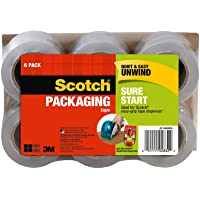 Scotch Sure Start Shipping Packaging Tape, 1.88" x 25 yd, Designed for Packing, Shipping and Mailing, Quiet Unwind, No…