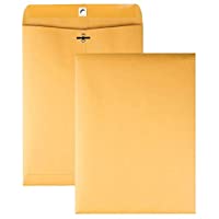 Quality Park Gummed Kraft Clasp Envelopes - Clasp - #90-9" Width x 12" Length - 28 lb - Gummed - Kraft - 100 / Box…